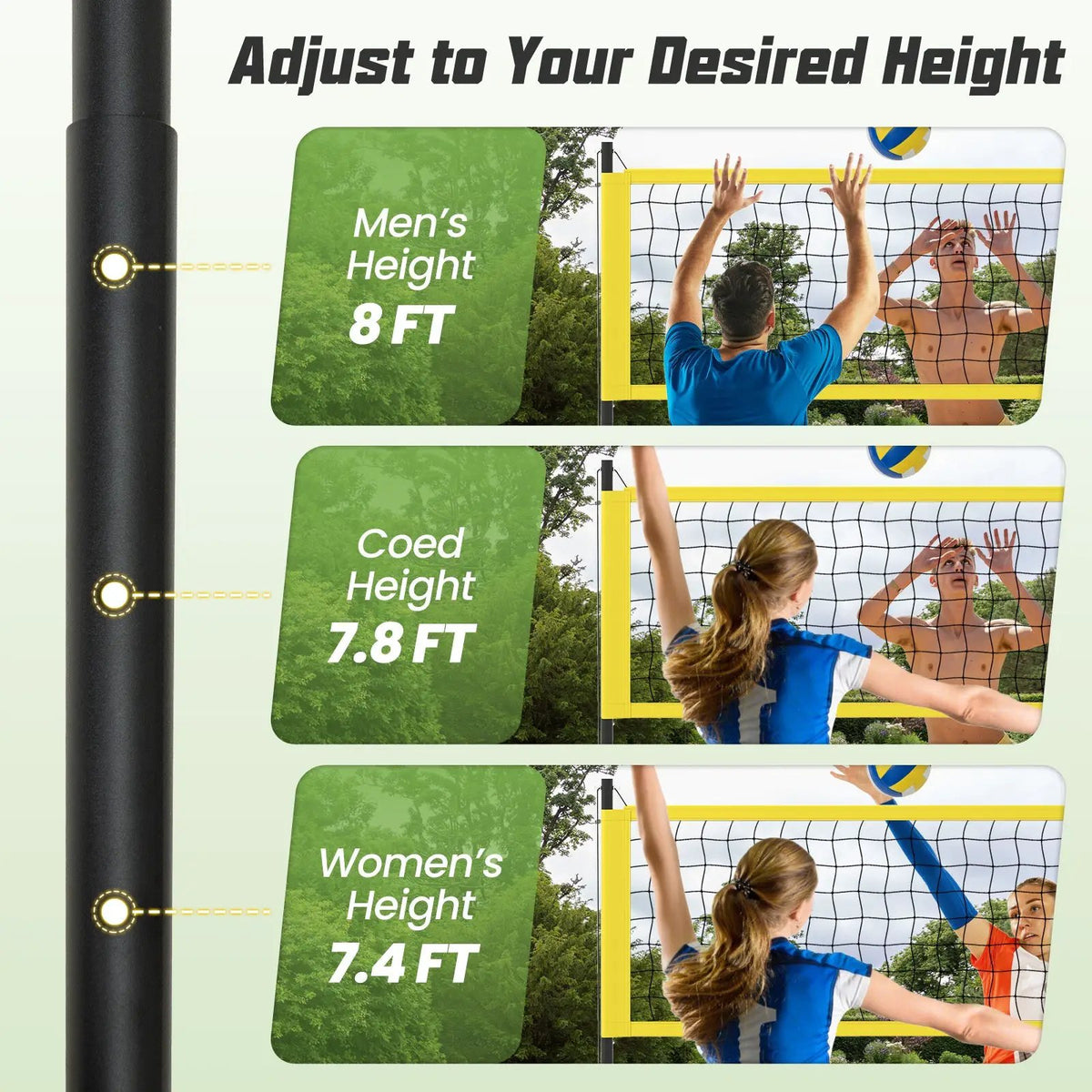 Portable Outdoor Volleyball Net Set Heavy-Duty Volleyball Net System, photo 10 of 16