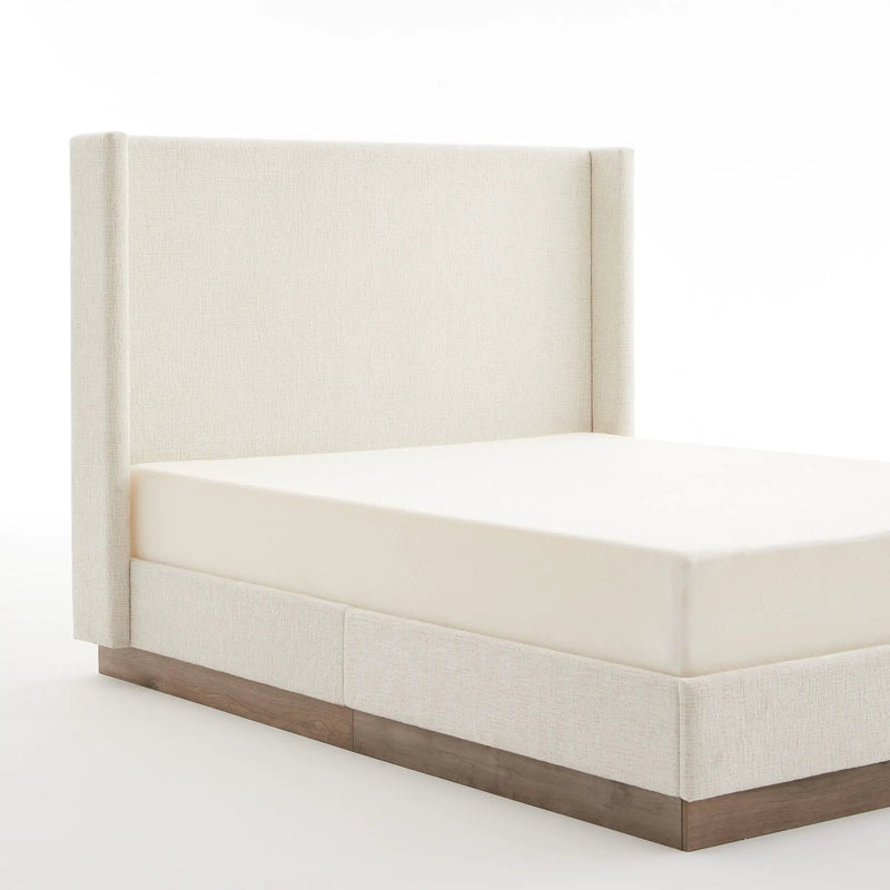 Hosford - Minimalist Upholstered Wingback Bed With Wood Base Platform