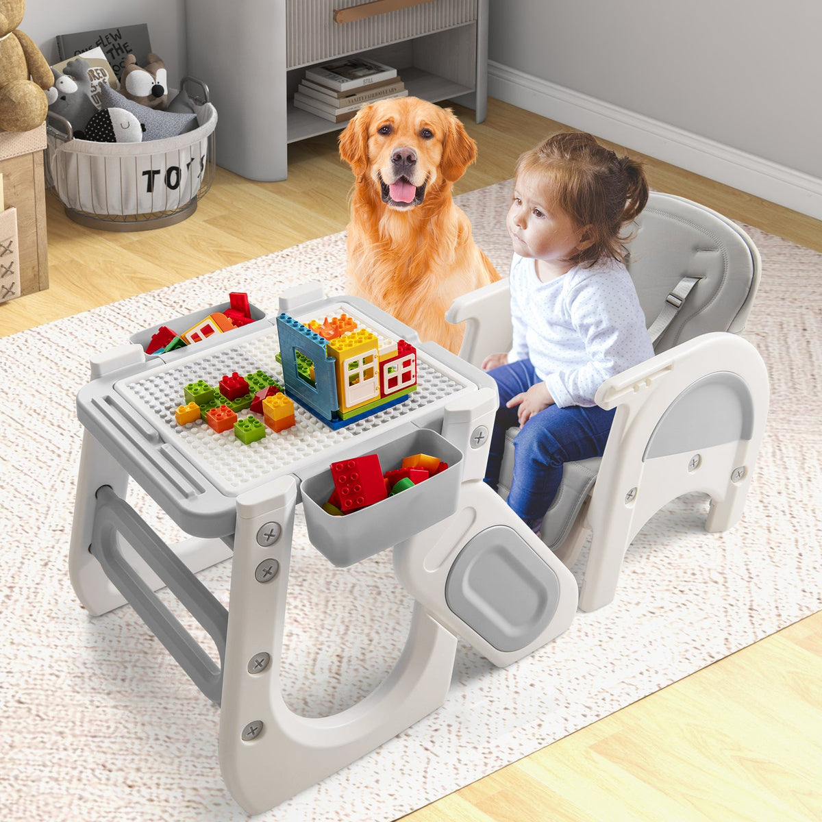 Convertible Baby High Chair with Double-layer Tray and Adjustable Backrest, photo 14 of 16