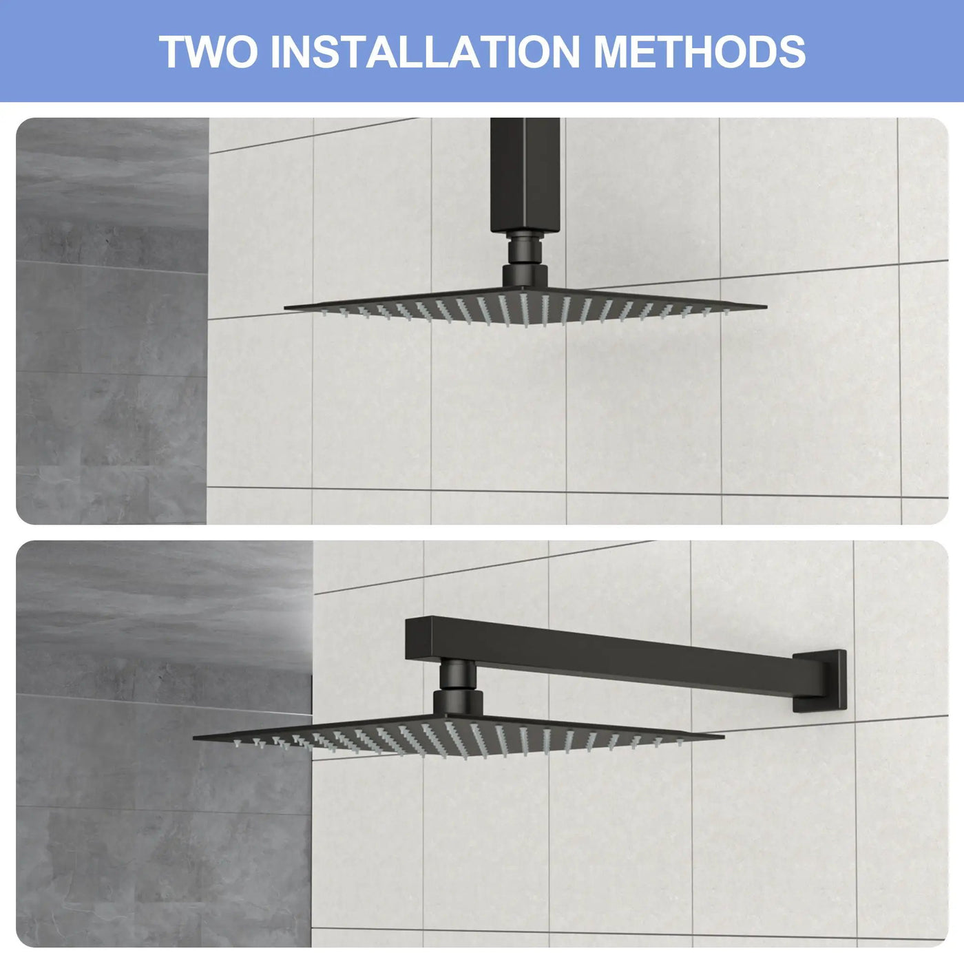 8" Square Rain Shower Head, Ceiling / Wall Mount Stainless Steel Bath Fixture by HouseOfZazla