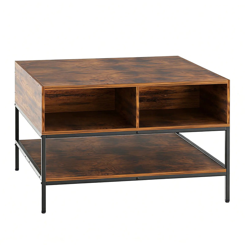 Rustic Flip Top Coffee Table With Hidden Storage - Black / Brown by Unique Piece Furniture