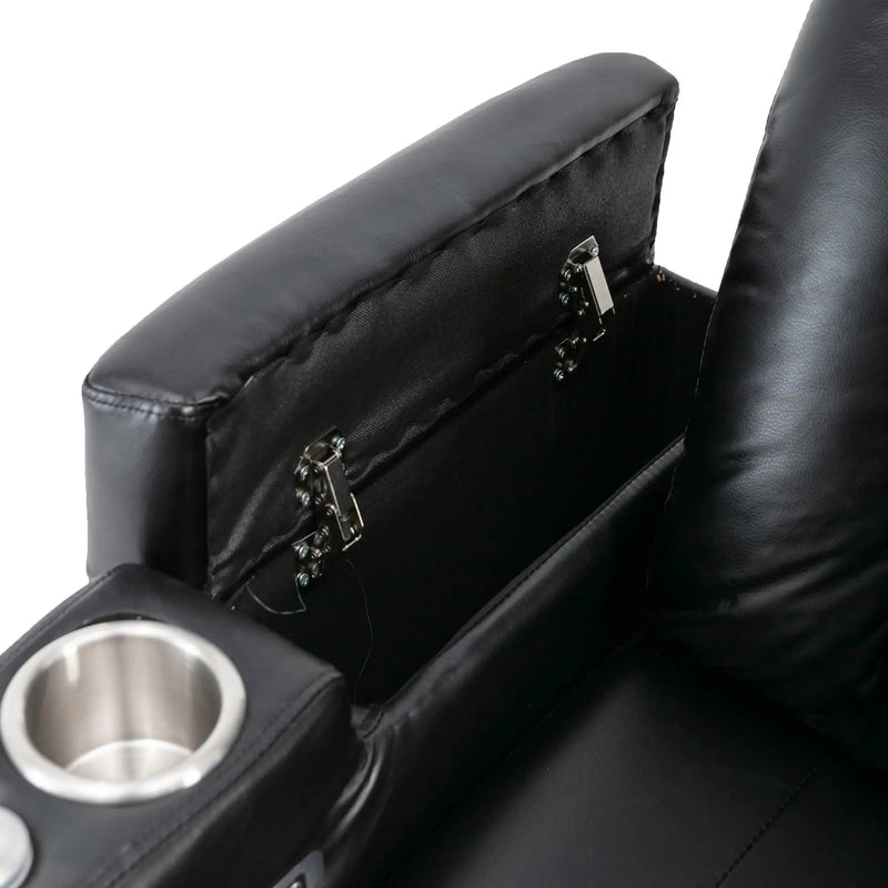Premium Power Recliner & Storage Arms, Cupholders, Swivel Tray Table And Cell Phone Stand - Black by HouseOfZazla