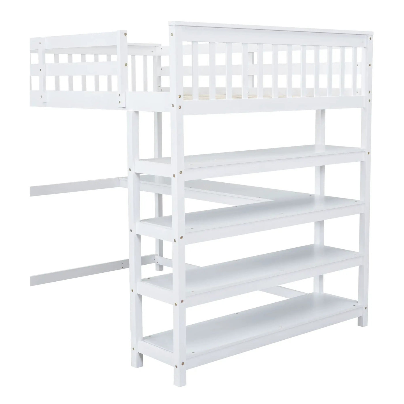 Loft Bed With Storage Shelves And Under Bed Desk by HouseOfZazla