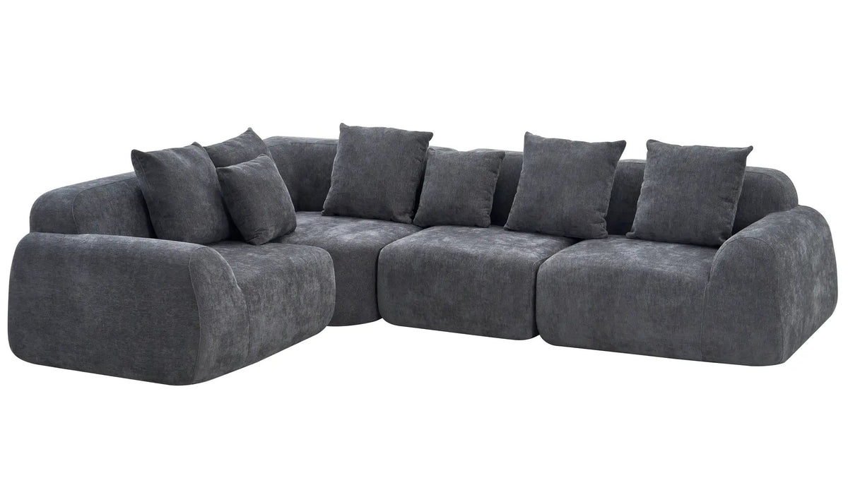 Oversized Cloud Velvet Curved Sectional Couch - 118' by HouseOfZazla
