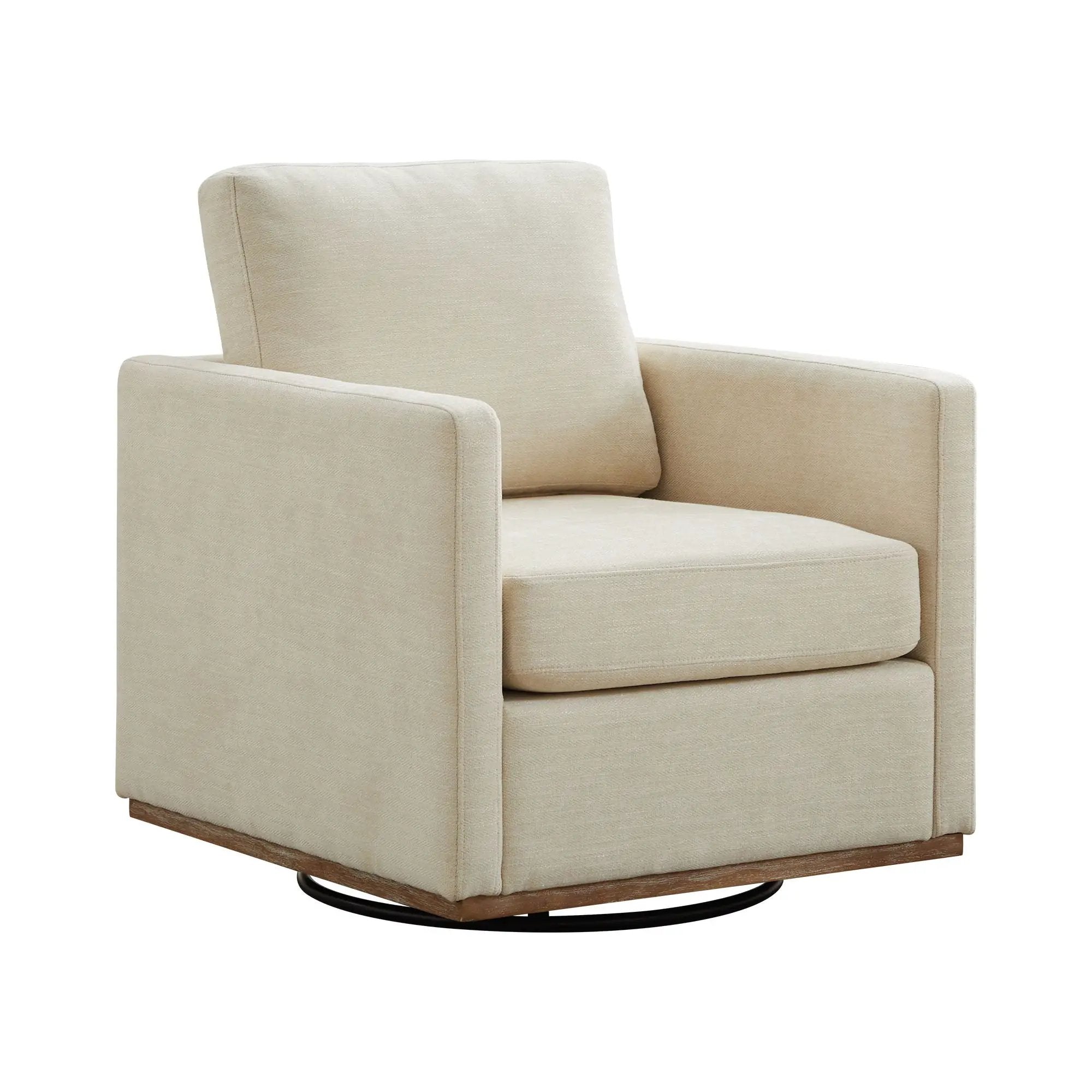 Modern Square Upholstered Swivel Accent Chair with Metal Base by HouseOfZazla