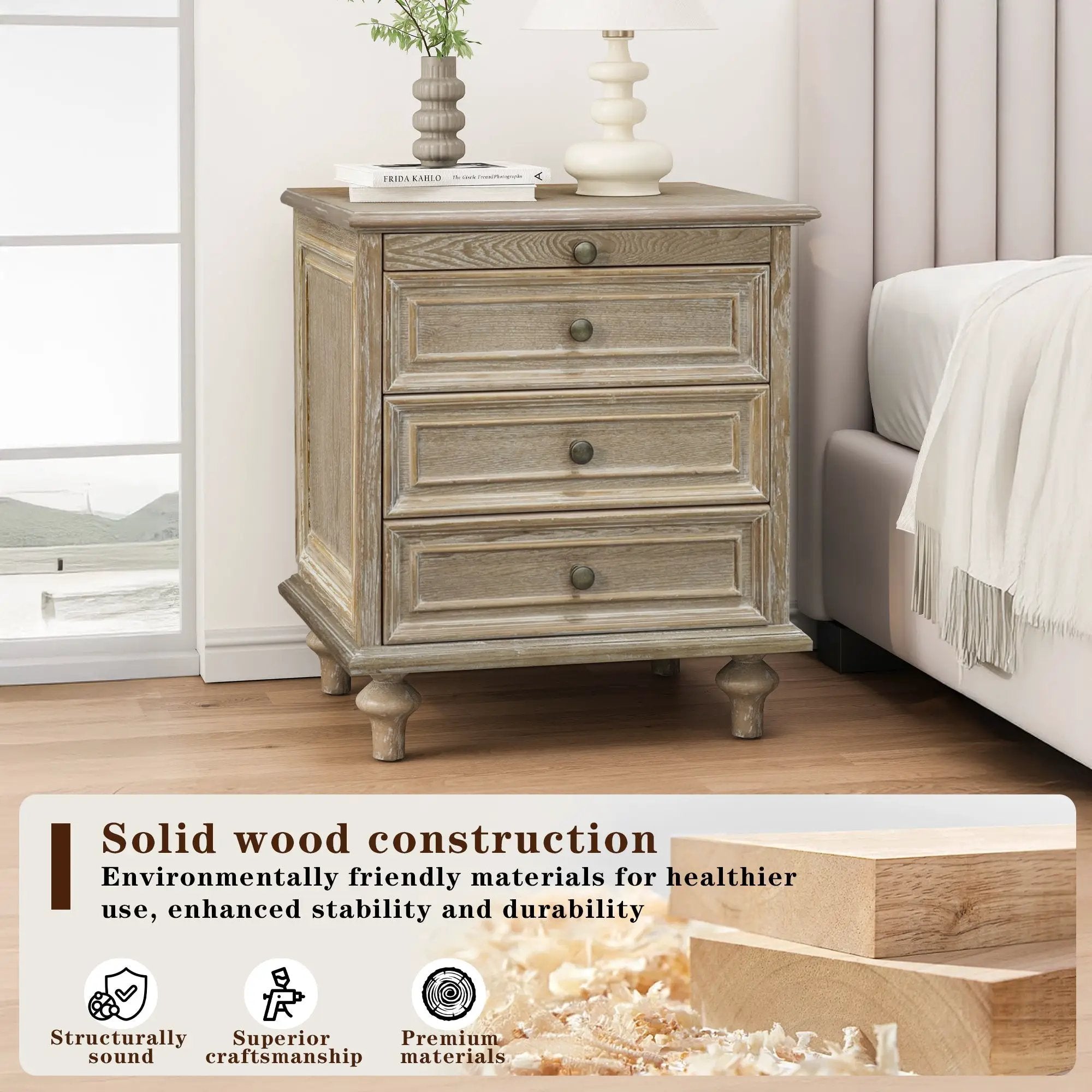 Farmhouse Nightstands with 4 Drawers and Pull-Out Shelf by HouseOfZazla