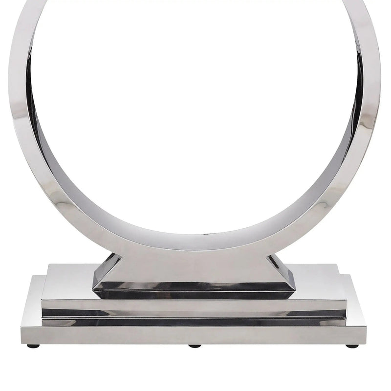 Zander - Printed Faux Marble Top Mirrored Sofa Table - Silver / White by HouseOfZazla