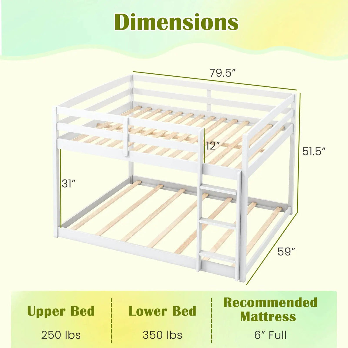 Full Over Full Bunk Bed Low-to-ground Bunk Bed, photo 10 of 16