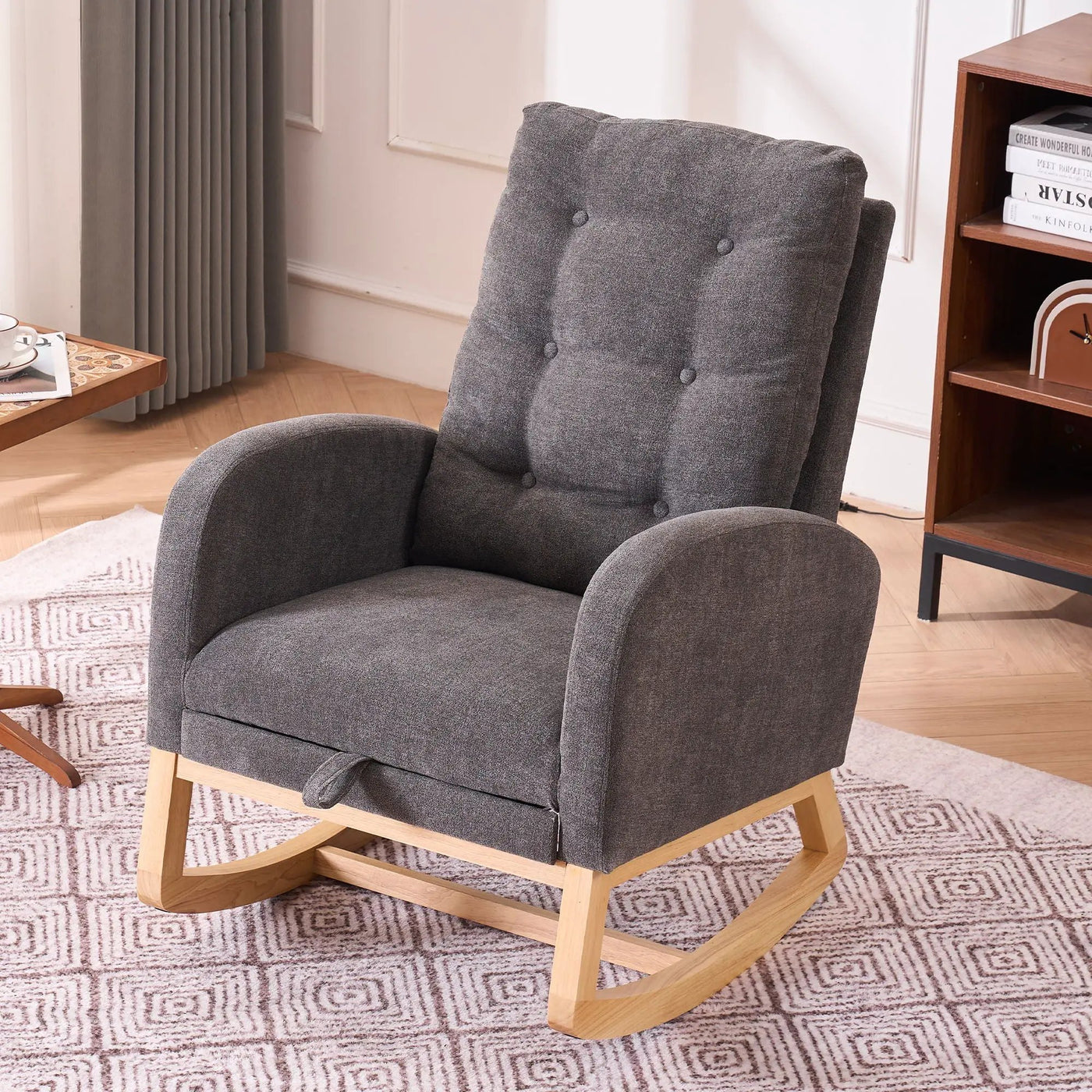 Accent Rocking Chair With Footrest, High Back by HouseOfZazla