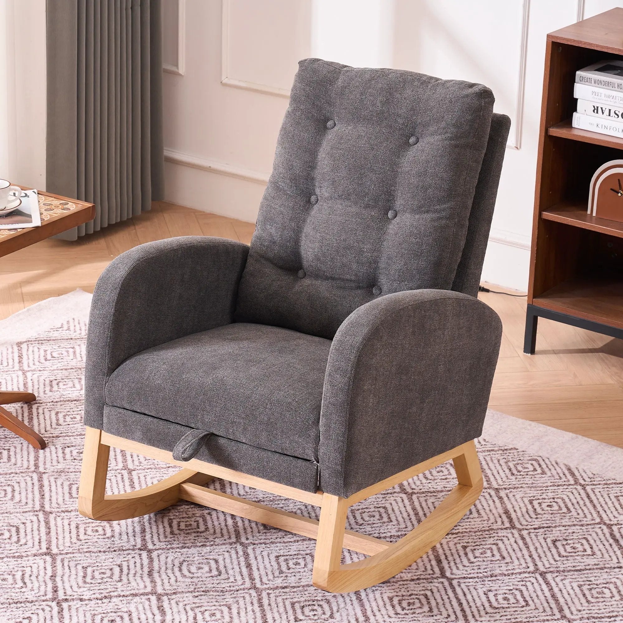Accent Rocking Chair With Footrest, High Back by HouseOfZazla