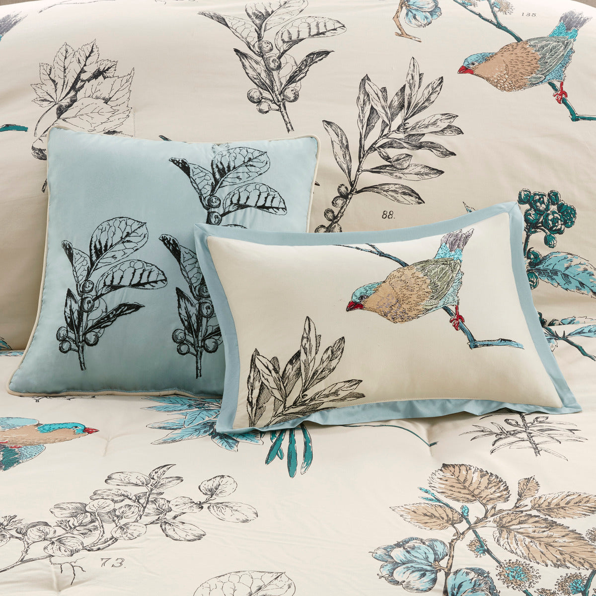 7 Piece Printed Cotton Twill Comforter Set Khaki Queen by HouseOfZazla