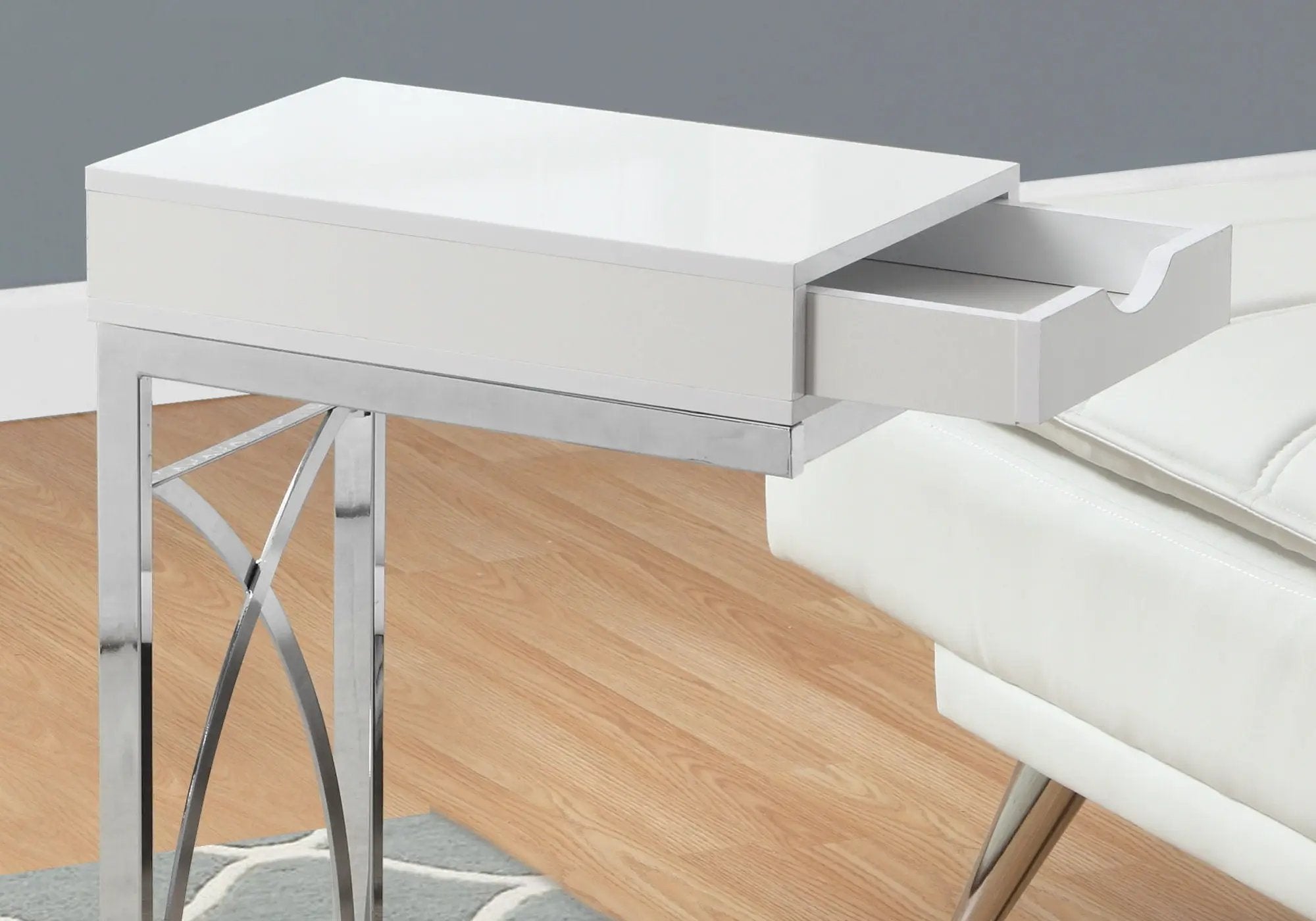 Accent Table, C - Shaped Glossy Contemporary & Modern - White by Unique Piece Furniture