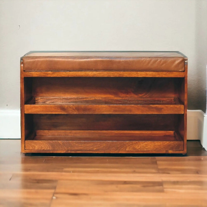 Buffalo - Hide Pull Out Shoe Storage Bench by HouseOfZazla