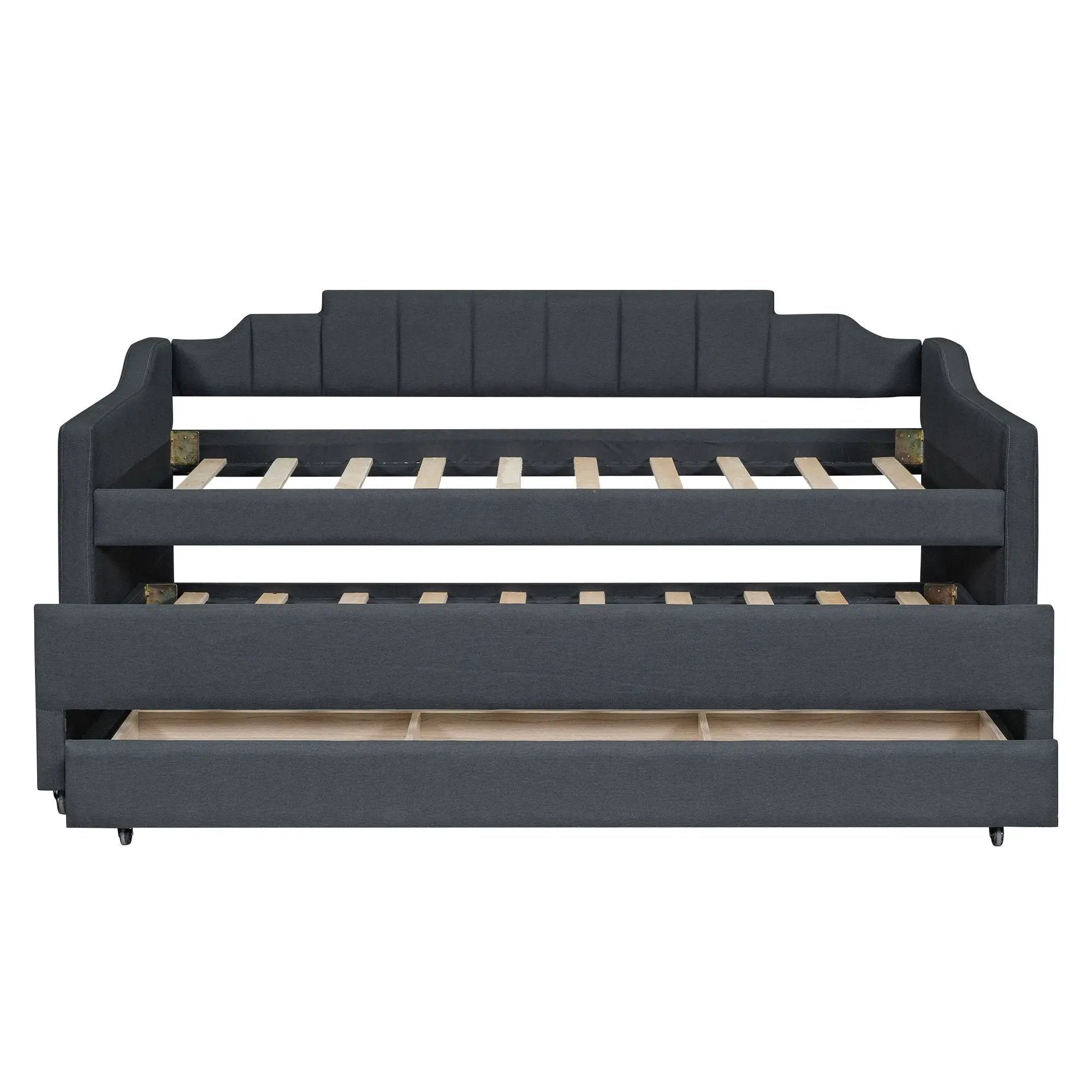 Upholstered Simple Design Daybed With Trundle And 3 Drawers