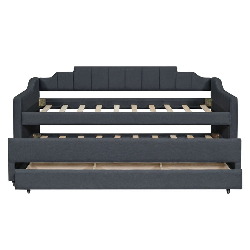Upholstered Simple Design Daybed With Trundle And 3 Drawers