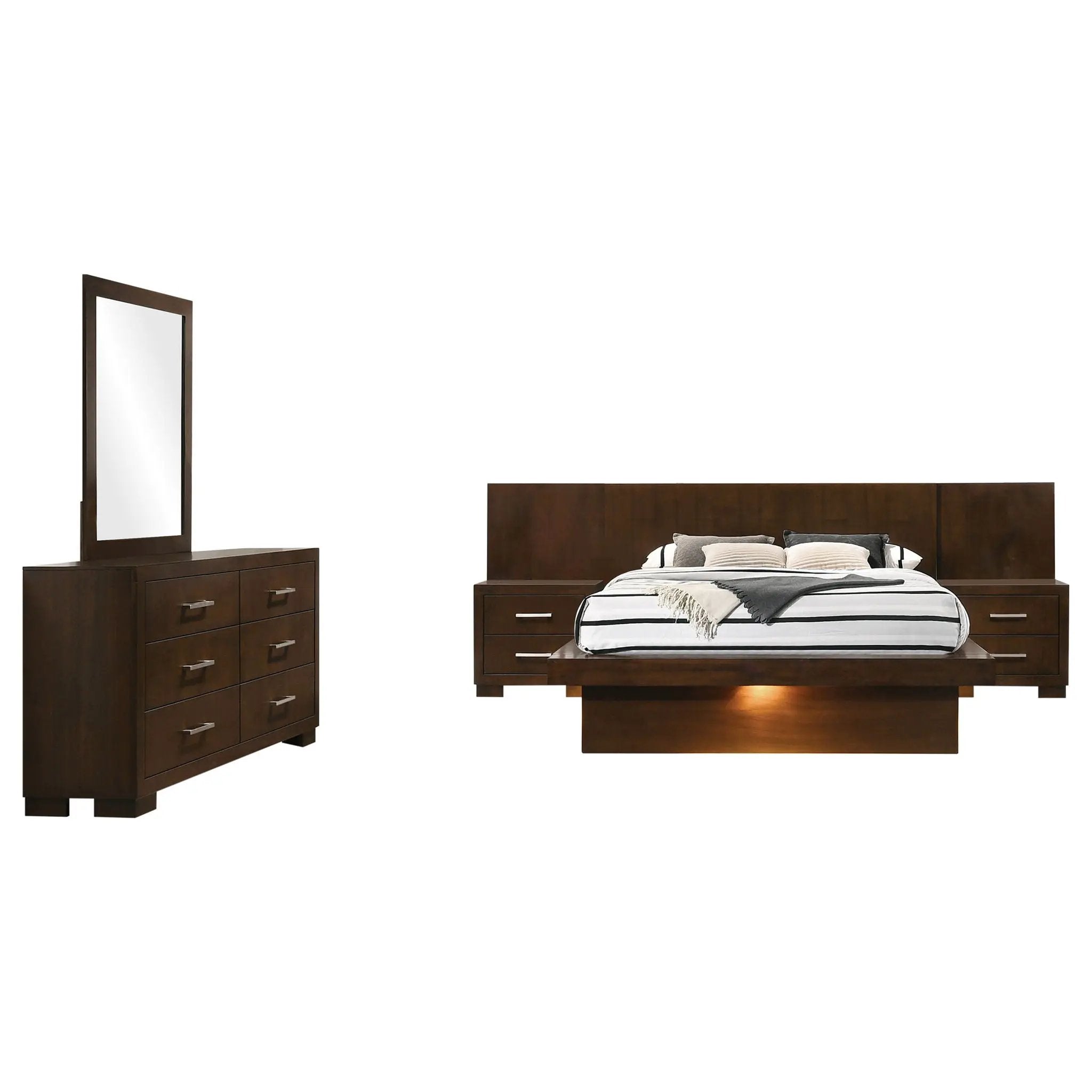 Jessica 5-piece Eastern King LED Bedroom Set Cappuccino by Unique Piece Furniture