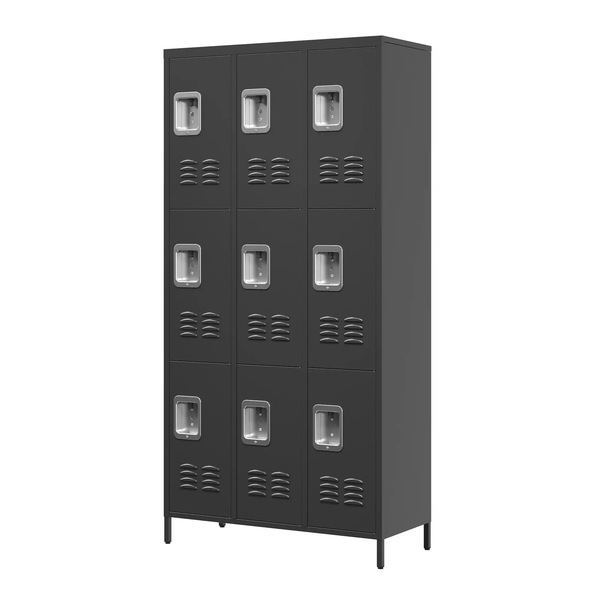 9 Door Lockers With Lock For Secure Storage And - Black by HouseOfZazla