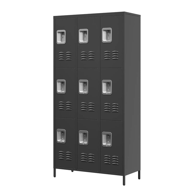 9 Door Lockers With Lock For Secure Storage And - Black by HouseOfZazla