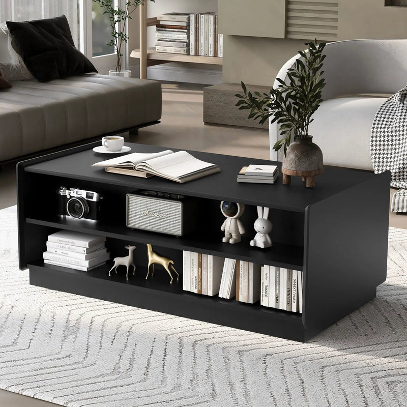 Modern Rectangle Coffee Table With 4 Drawers And 2 Display Shelves by Unique Piece Furniture