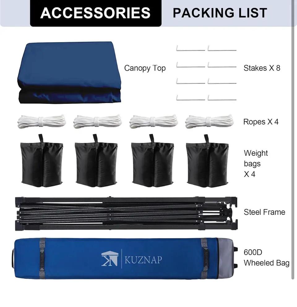 Open Box KUZNAP 12'x12' Pop up Canopy Tent Patented EZ Set up Instant Outdoor Canopy with Wheeled Carry Bag Bonus 4 Weight Sandbags, 8 Stakes and 4 Ro by Selzalot
