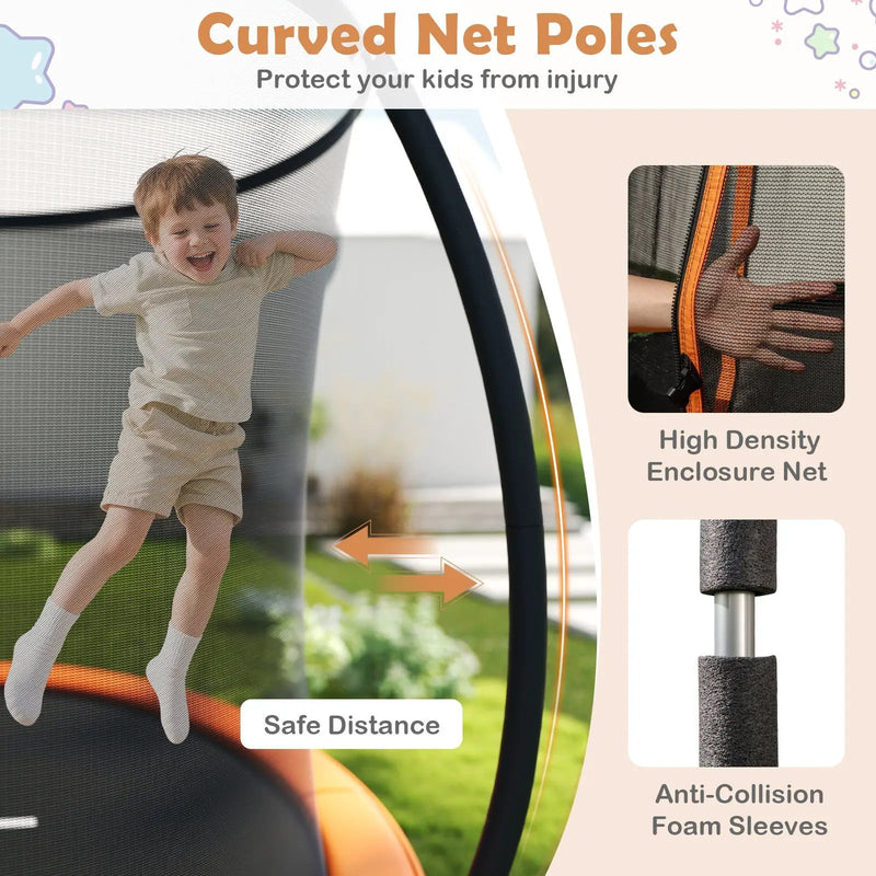 12FT Outdoor Trampoline Heavy-Duty Recreational Trampoline with Safety Enclosure Net by DirectDeals