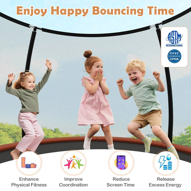 12FT Outdoor Trampoline Heavy-Duty Recreational Trampoline with Safety Enclosure Net by DirectDeals