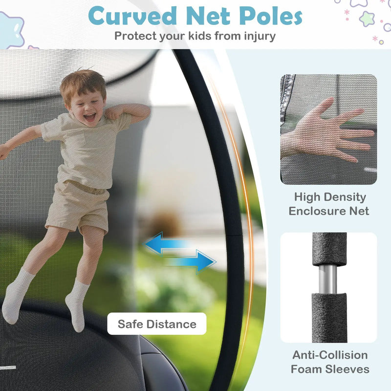 12FT Outdoor Trampoline Heavy-Duty Recreational Trampoline with Safety Enclosure Net by DirectDeals