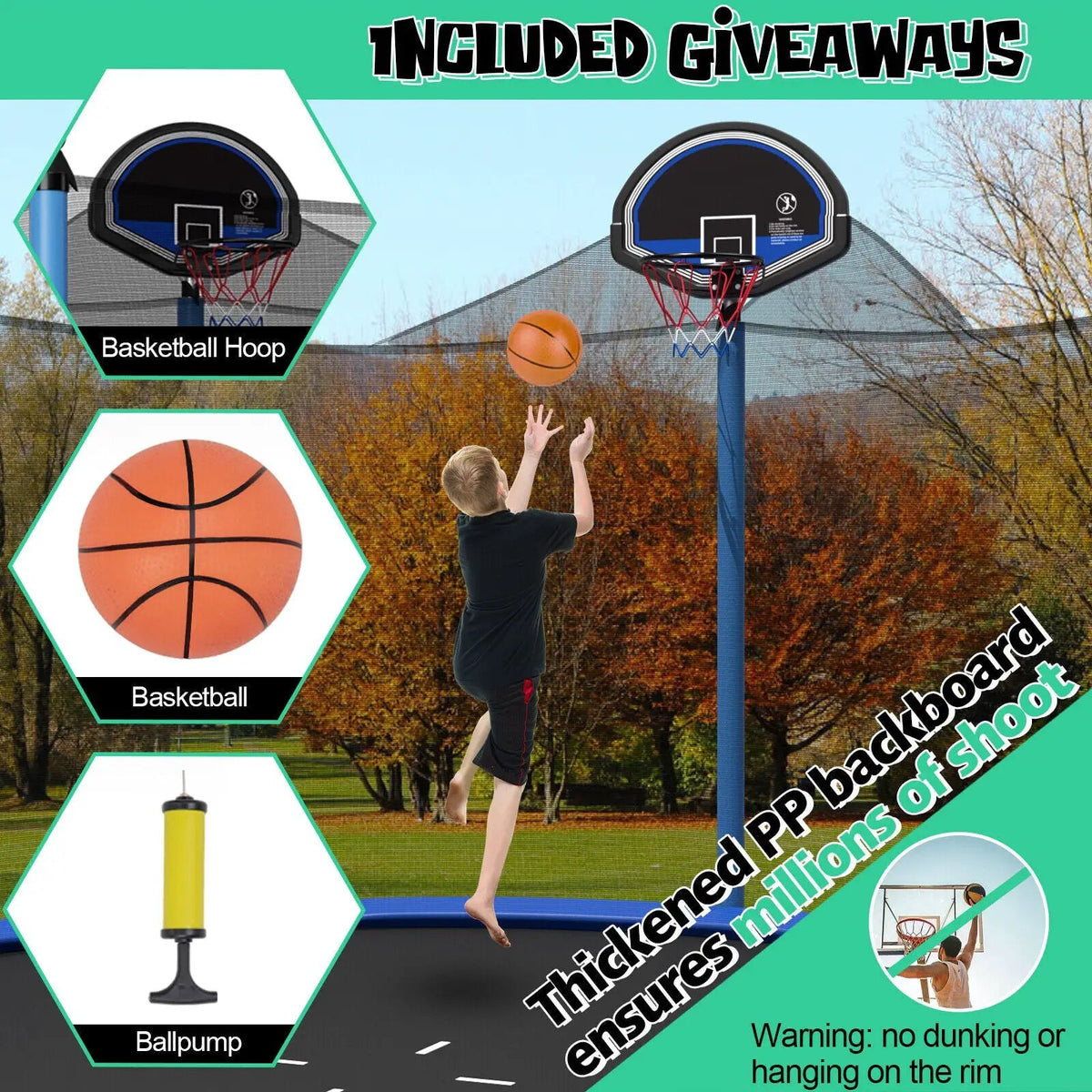 Outdoor Recreational Trampoline with Ladder and Enclosure Net, photo 6 of 11