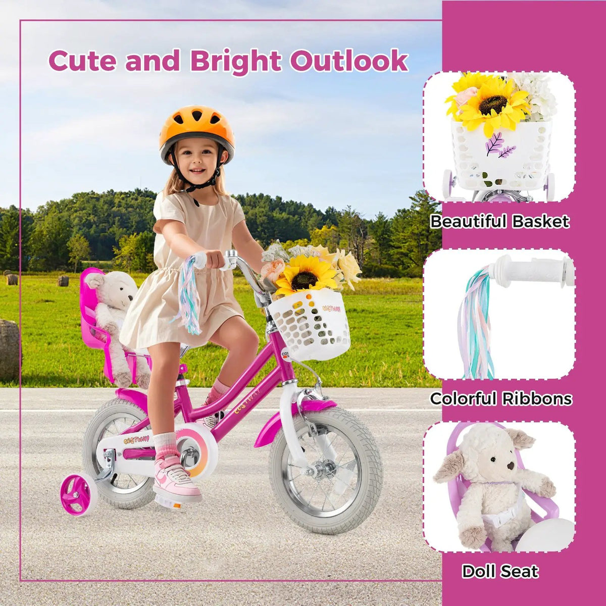 Kids Bike 12 Inch with Training Wheels and 2 Brake System for 3, photo 5 of 12