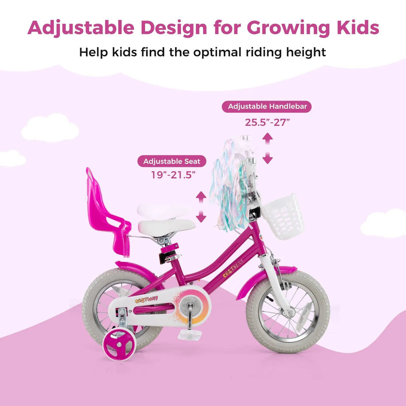 Kids Bike 12 Inch with Training Wheels and 2 Brake System for 3 by DirectDeals