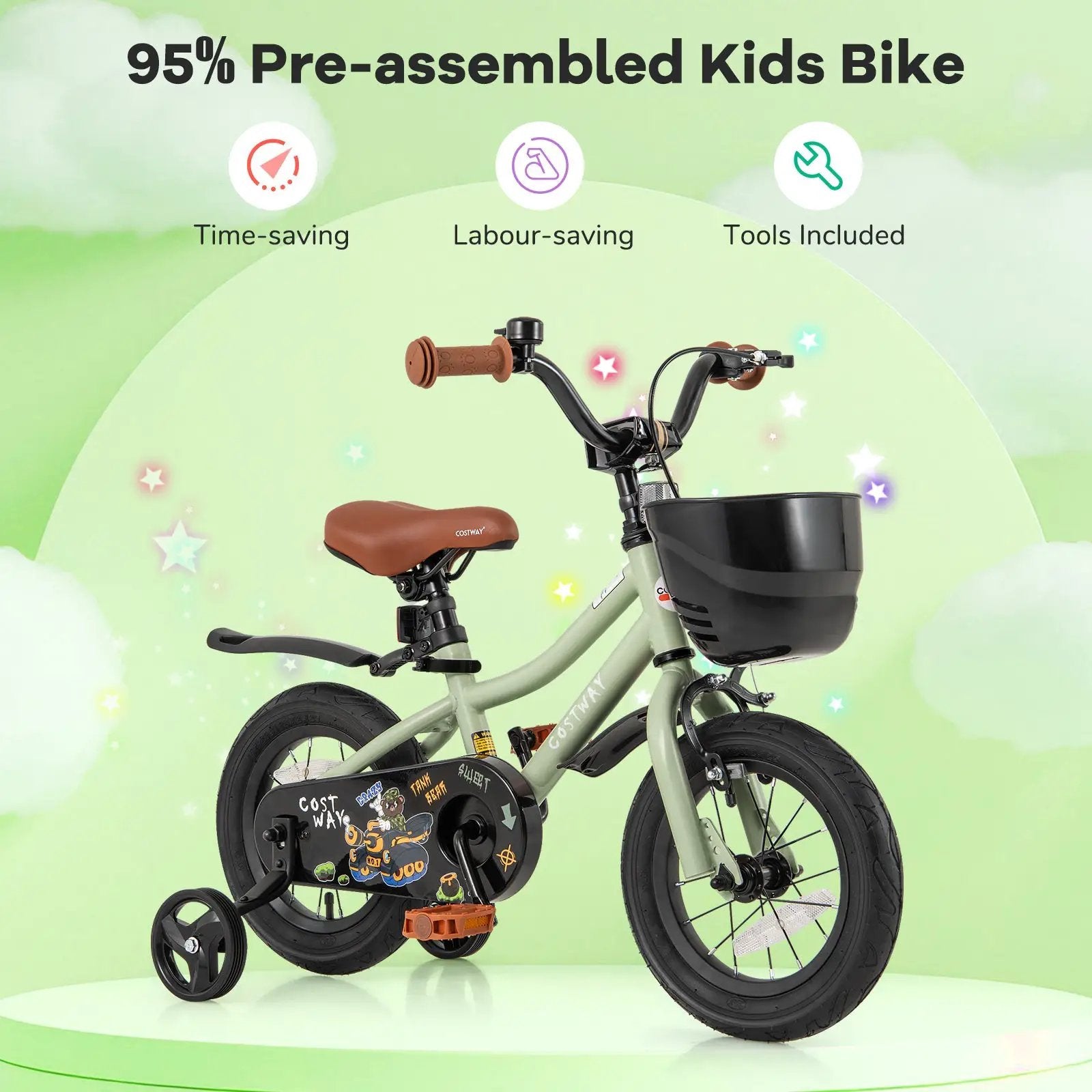 14-Inch Kids Bike Adjustable with Training Wheels for 3-5 Years Old by DirectDeals