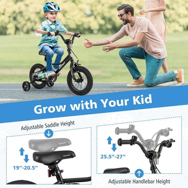 12 Inch Kids Bike Adjustable for 3-4 Years Old with Low-Step Frame by DirectDeals