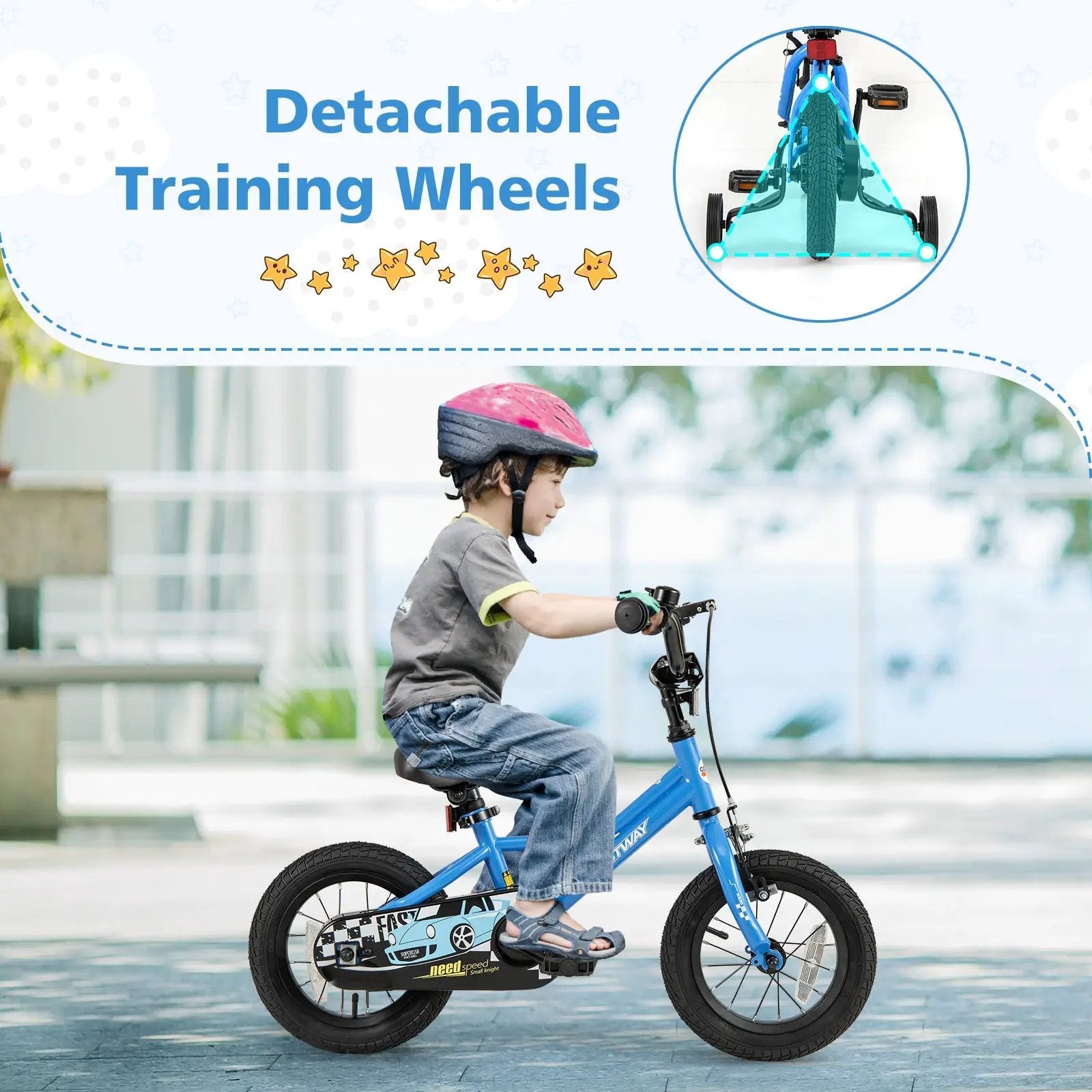 14 Inch Kids Bike with Removable Training Wheels for Aged 3-5 Years Old by DirectDeals