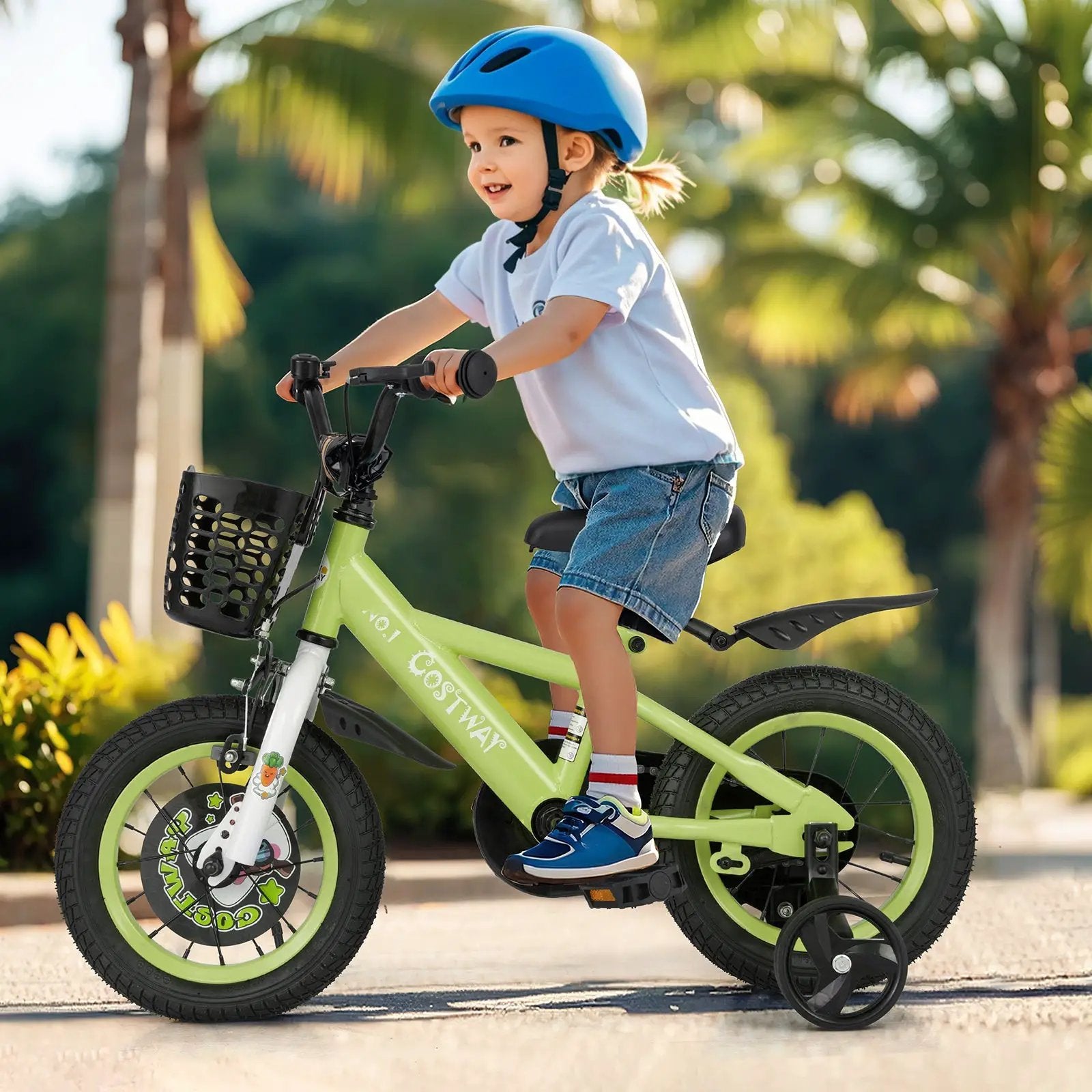 14 Inch Kids Bike Adjustable with Detachable Training Wheels for 3-5 Years Old-14 inches by DirectDeals
