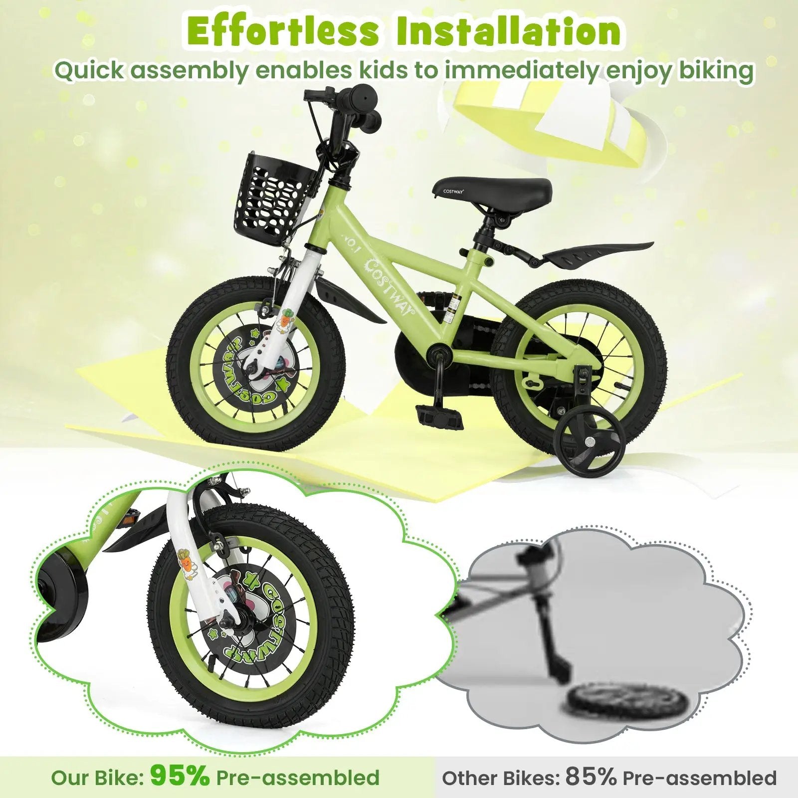 14 Inch Kids Bike Adjustable with Detachable Training Wheels for 3-5 Years Old-14 inches by DirectDeals