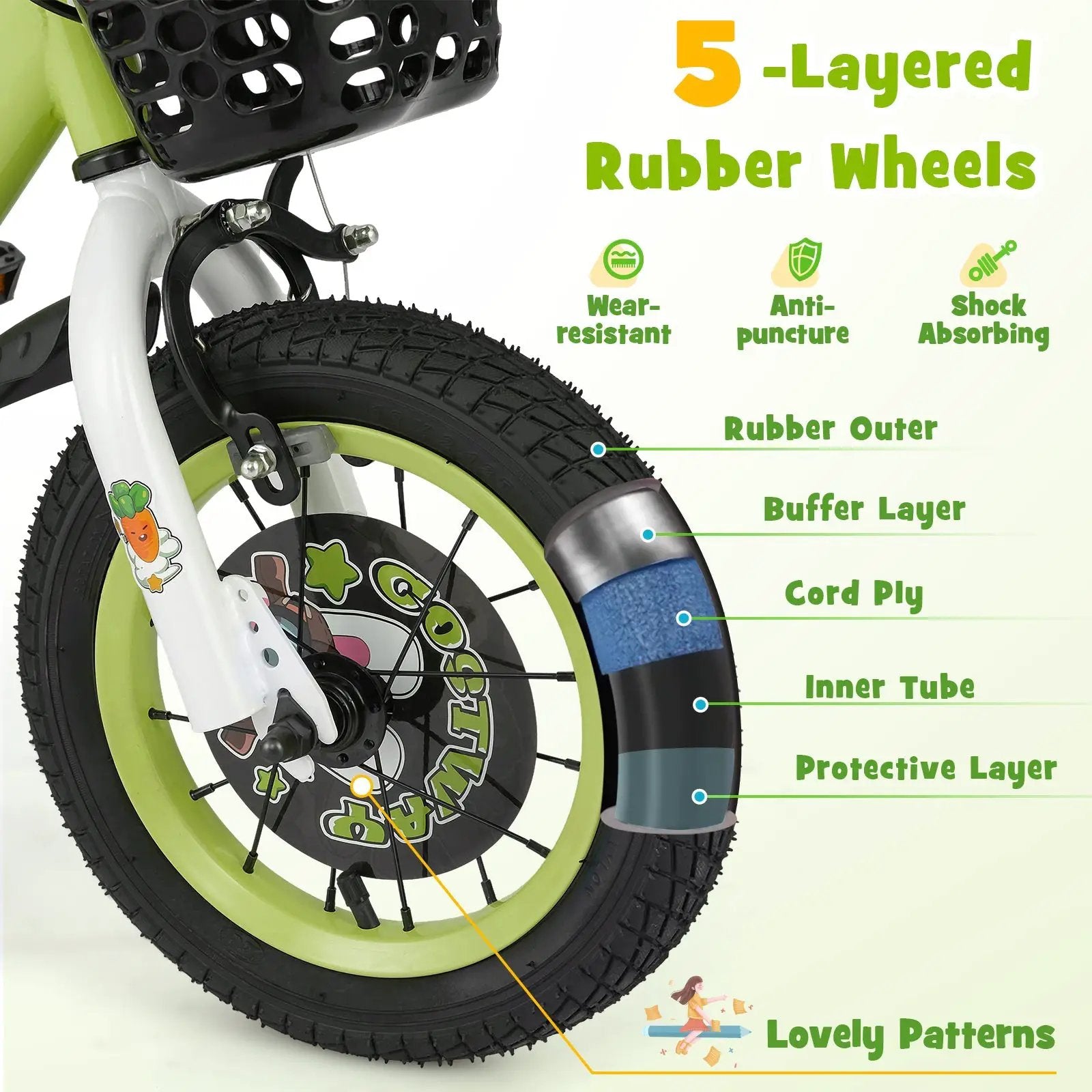 14 Inch Kids Bike Adjustable with Detachable Training Wheels for 3-5 Years Old-14 inches by DirectDeals