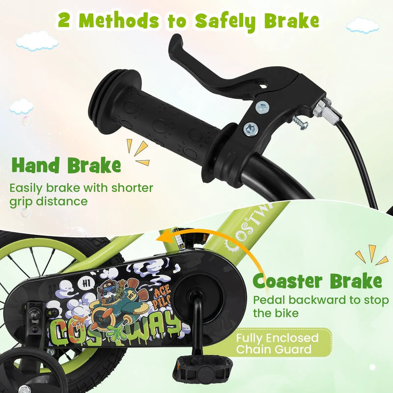 14 Inch Kids Bike Adjustable with Detachable Training Wheels for 3-5 Years Old-14 inches by DirectDeals