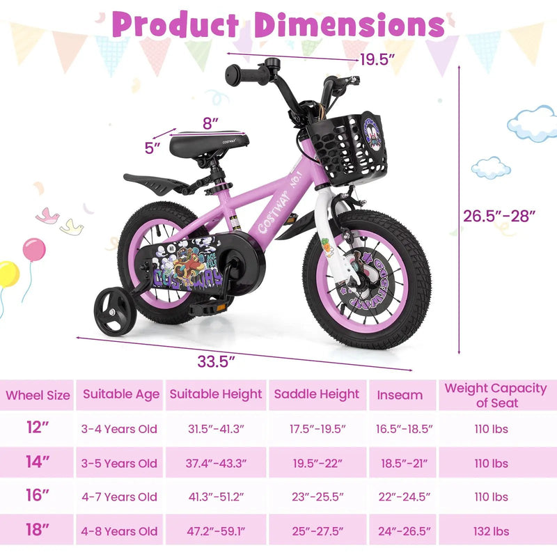 14 Inch Kids Bike for 3-5 Years Old Sport Bicycle with Adjustable Handlebar and Saddle-14 inches by DirectDeals