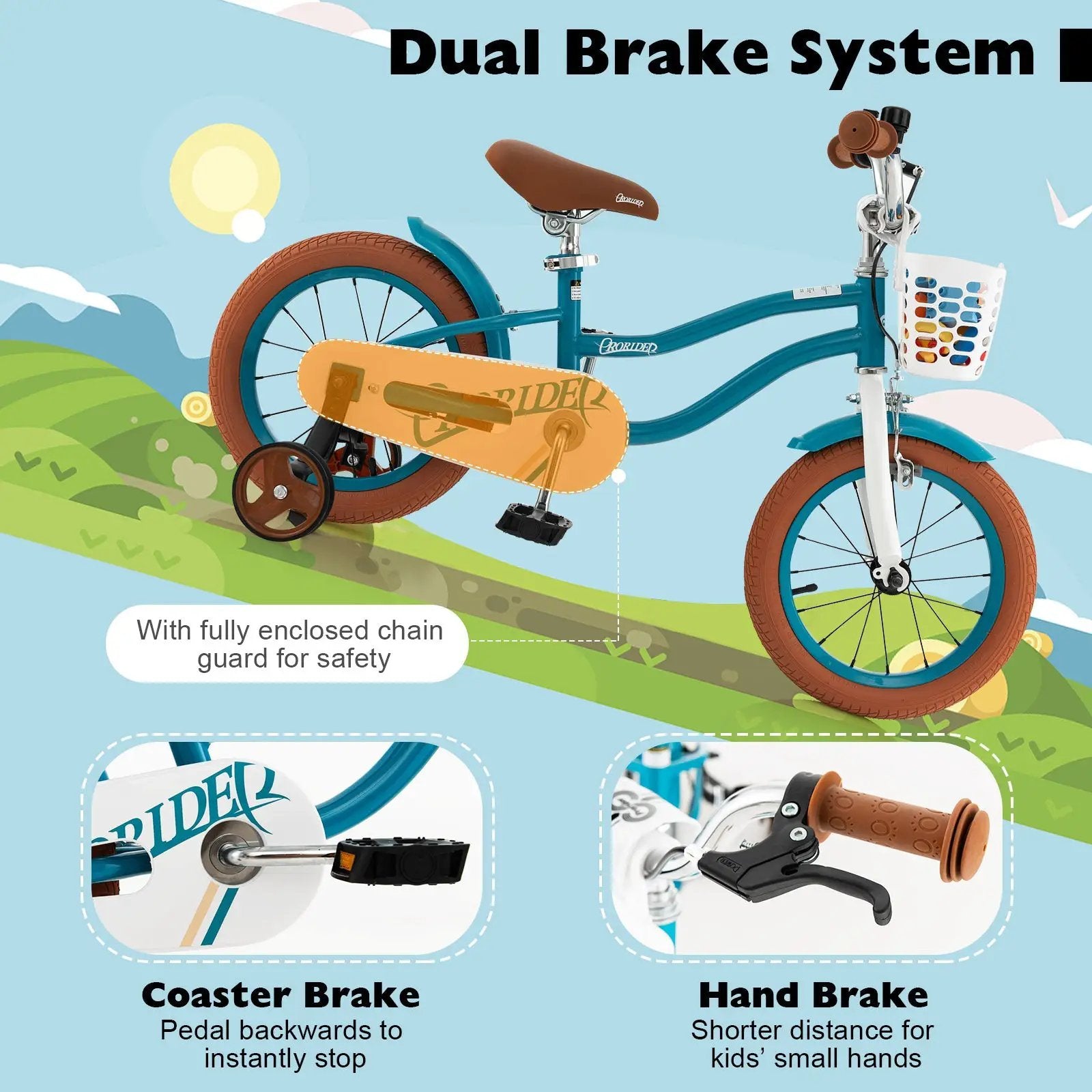 12 Inch Kids Bike Adjustable with Removable Basket for 3-4 Years Old-12 inches by DirectDeals