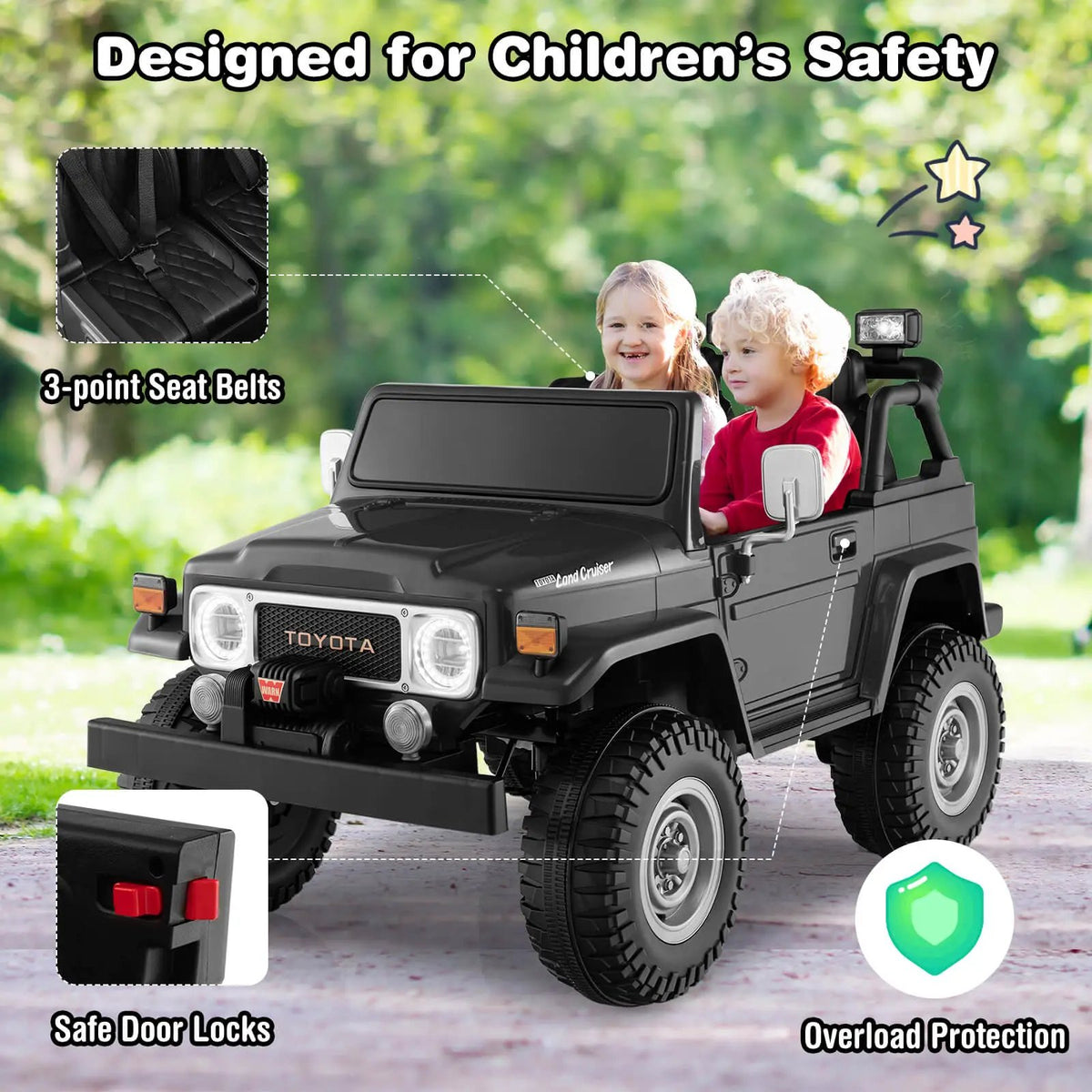 12V 2-Seat Licensed Kids Ride On Toyota FJ40 Car with 2.4G Remote Control, photo 3 of 10
