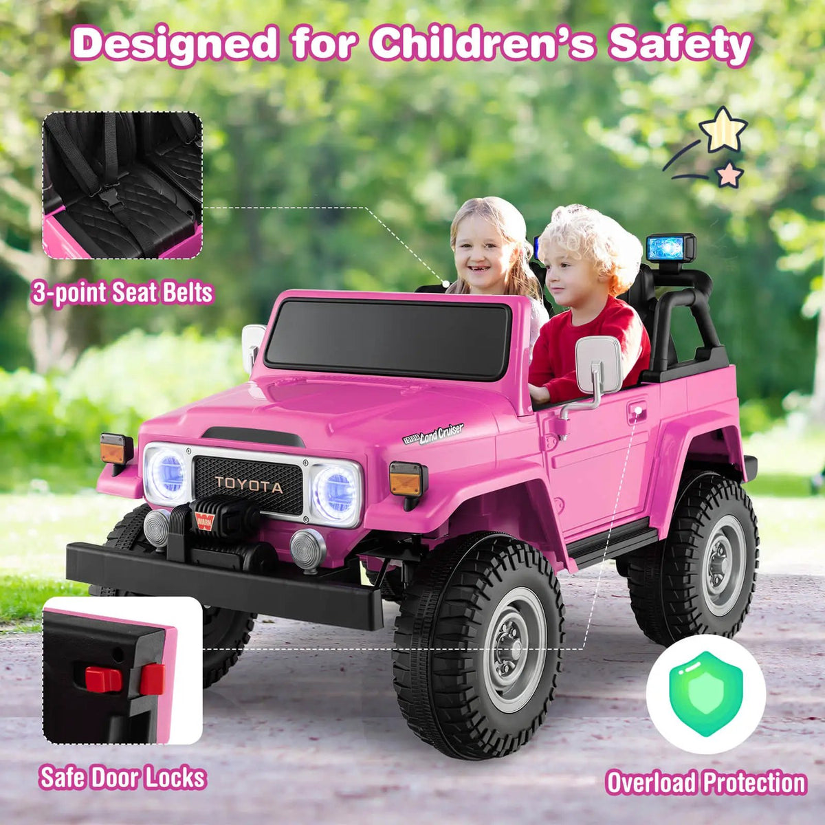 12V 2-Seat Licensed Kids Ride On Toyota FJ40 Car with 2.4G Remote Control, photo 9 of 10