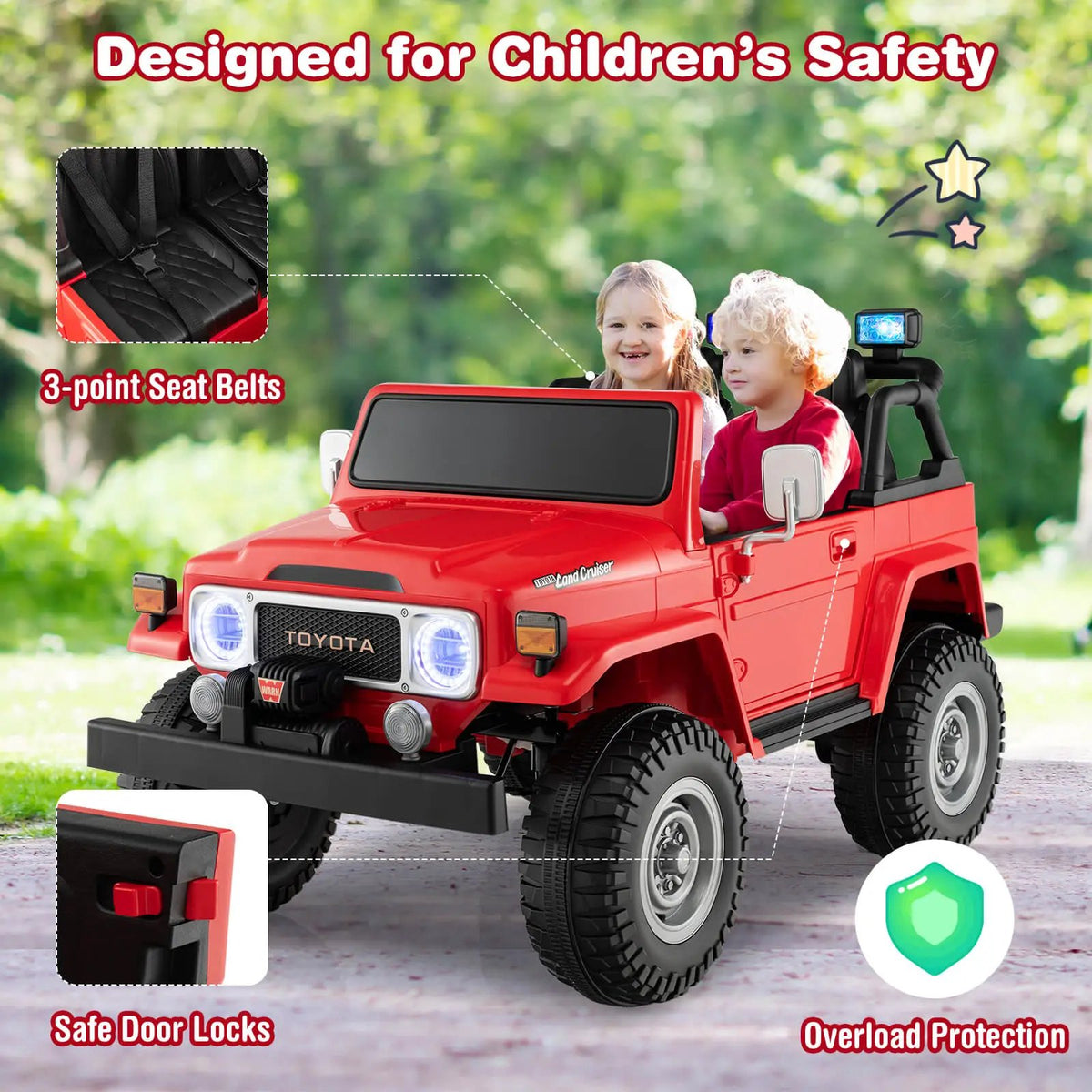 12V 2-Seat Licensed Kids Ride On Toyota FJ40 Car with 2.4G Remote Control, photo 10 of 10