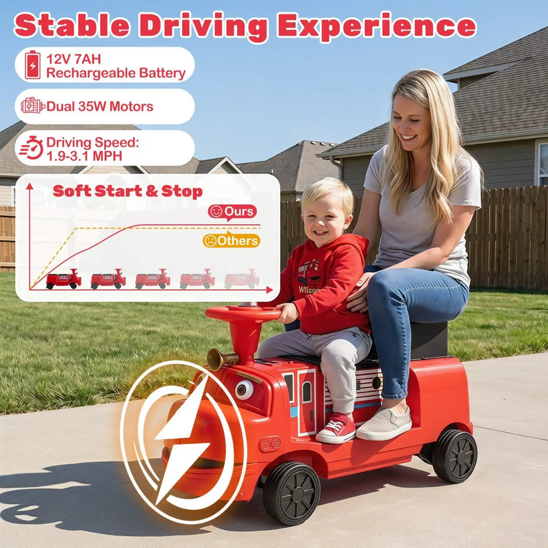 12V Kids Ride-On Train with Adjustable Seat & Music by DirectDeals