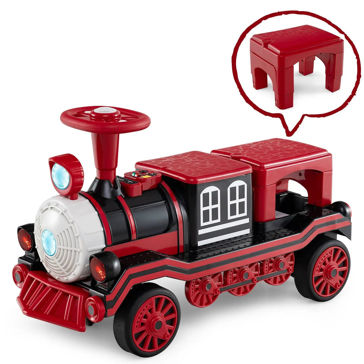 12V 2-Seater Ride on Toy with Train Whistle and Removable Chair, photo 9 of 9