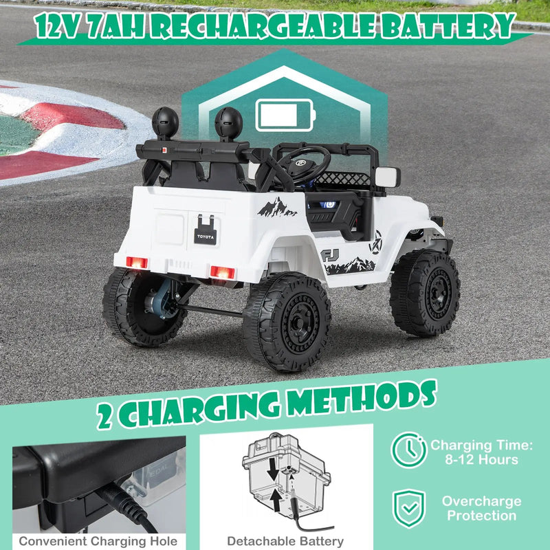 12V 7Ah Licensed Toyota FJ Cruiser Electric Car with Remote Control-White by DirectDeals