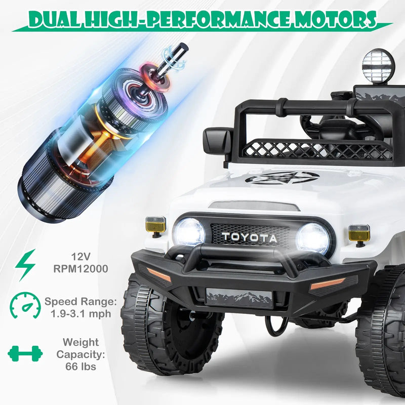 12V 7Ah Licensed Toyota FJ Cruiser Electric Car with Remote Control-White by DirectDeals