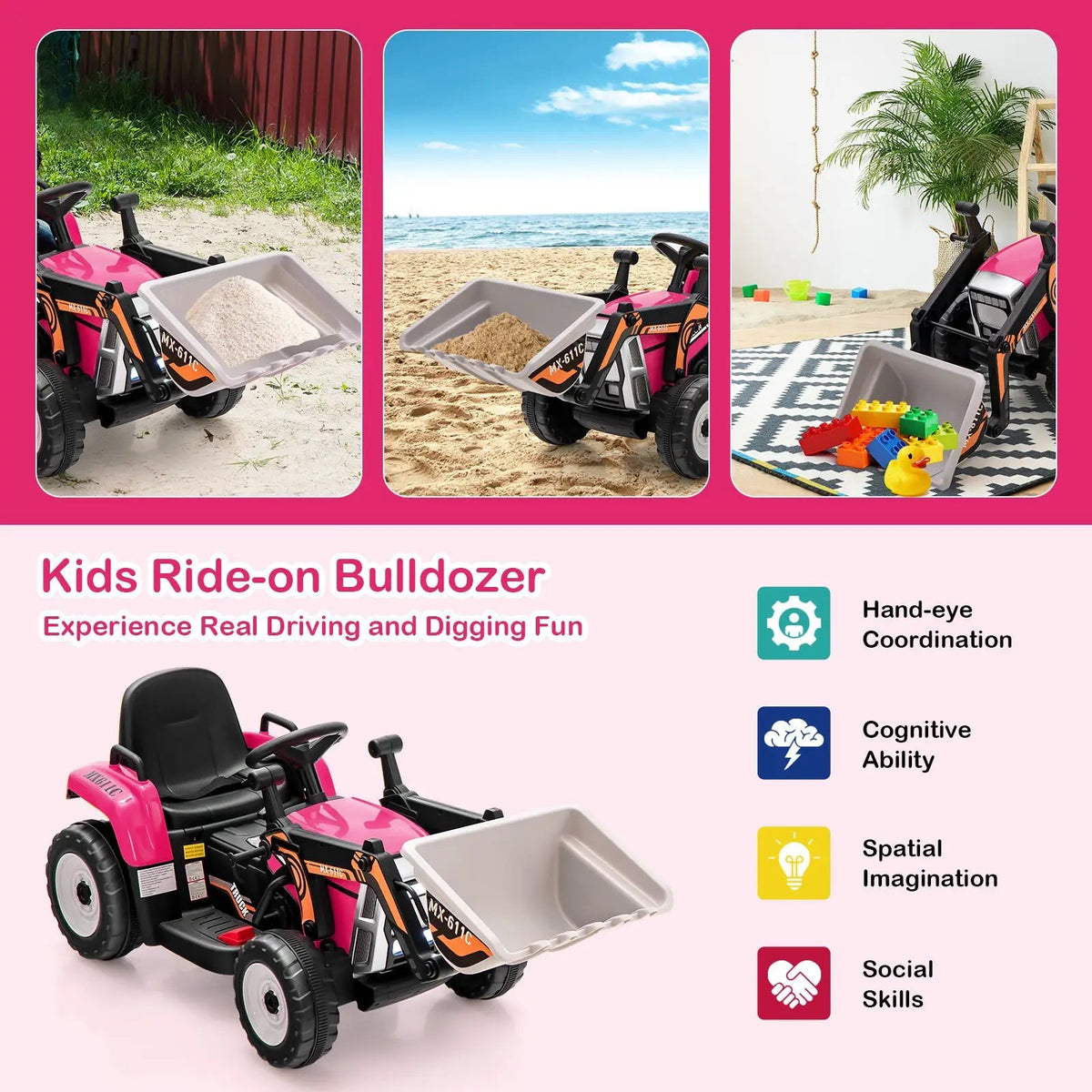 12V Battery Powered Kids Ride on Excavator with Adjustable Arm and Bucket, photo 5 of 9