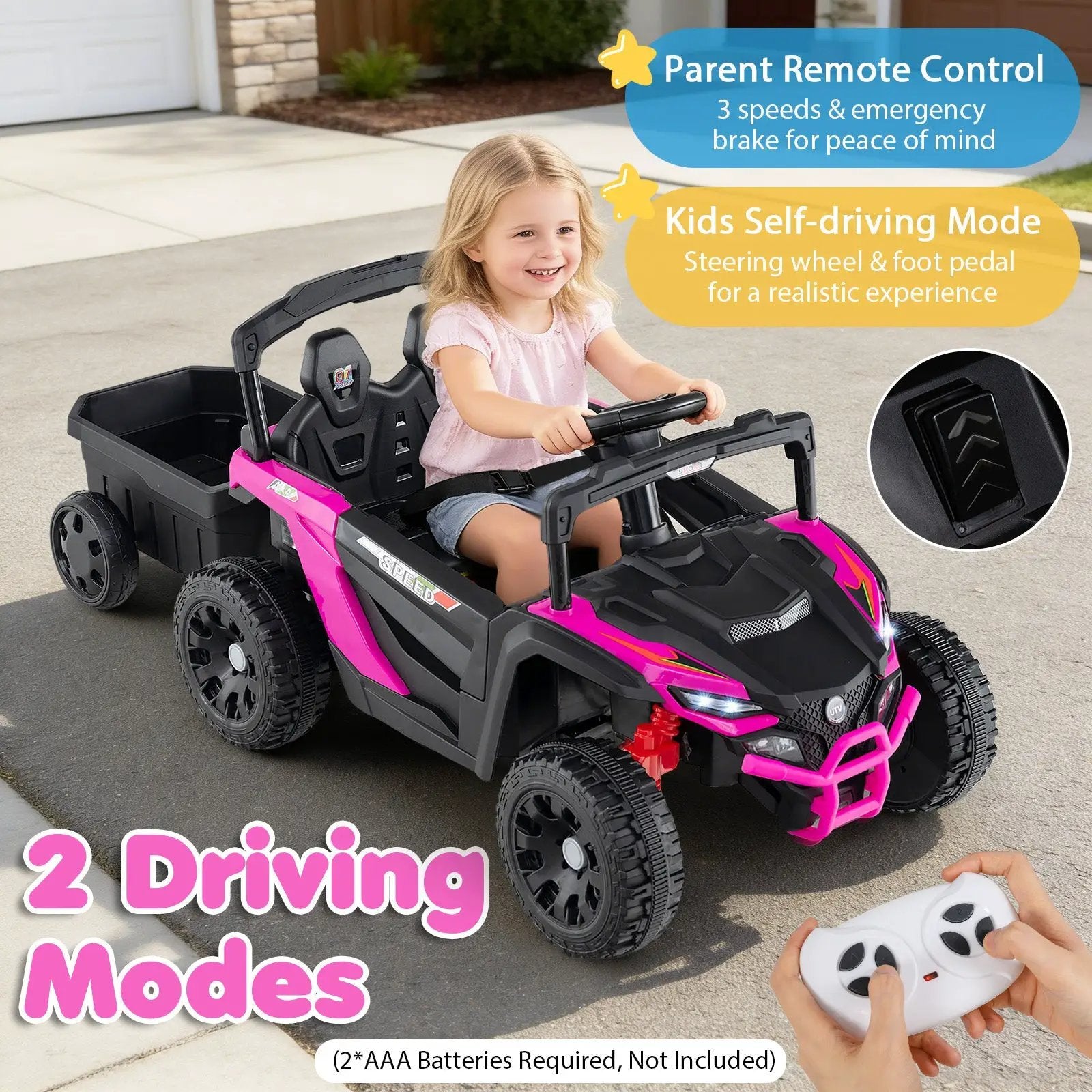 12V Battery Powered Ride On Tractor with Parent Remote Control by DirectDeals