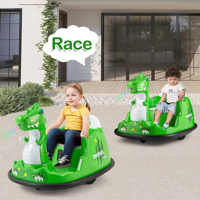 12V Bumper Car with Spray Function and Remote Control for Toddlers Aged 2-5-Green by DirectDeals