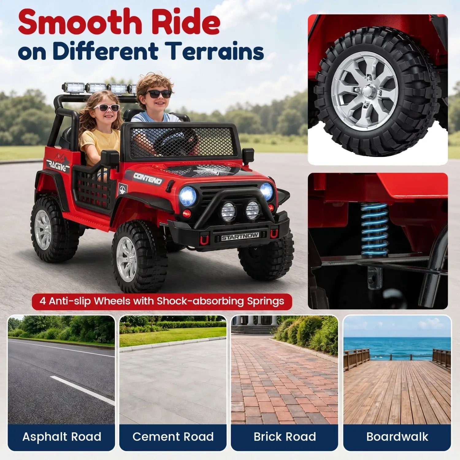 12V Electric Kids Ride On Car 2-Seater with Remote Control by DirectDeals